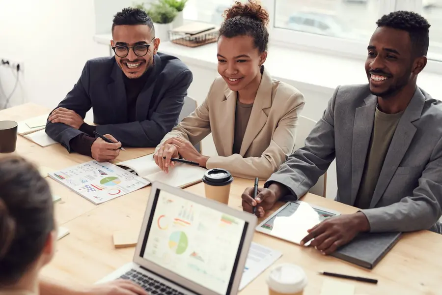 Learners reviewing analytics dashboards together during a live session